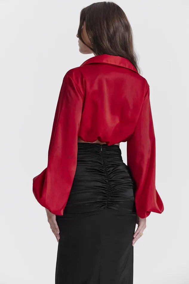 House Of CB LaraineCherry Silk Blouson Top 8211 SALE Cherry Women Tops