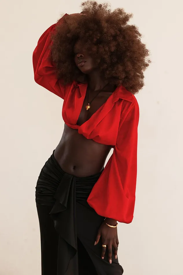 House Of CB LaraineCherry Silk Blouson Top 8211 SALE Cherry Women Tops