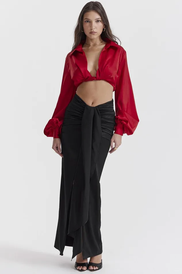 House Of CB LaraineCherry Silk Blouson Top 8211 SALE Cherry Women Tops
