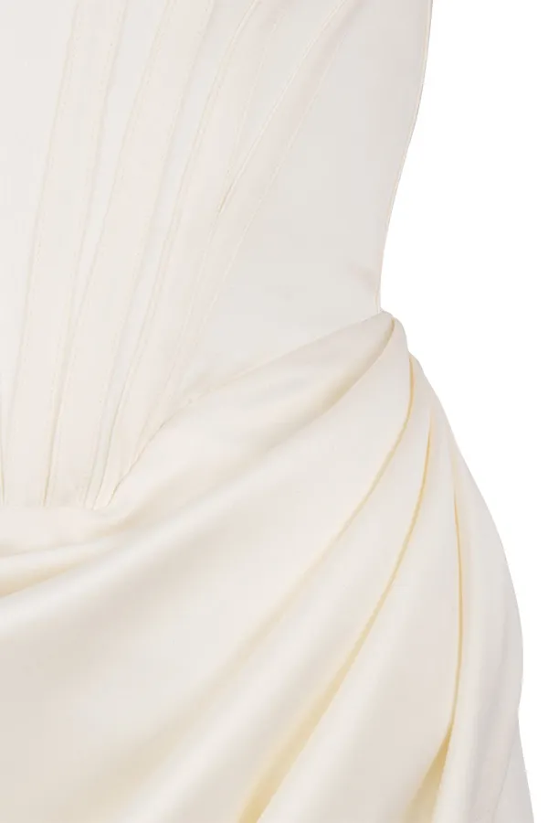 House Of CB LorettaIvory Satin Off Shoulder Dress Ivory Women Strapless Dresses
