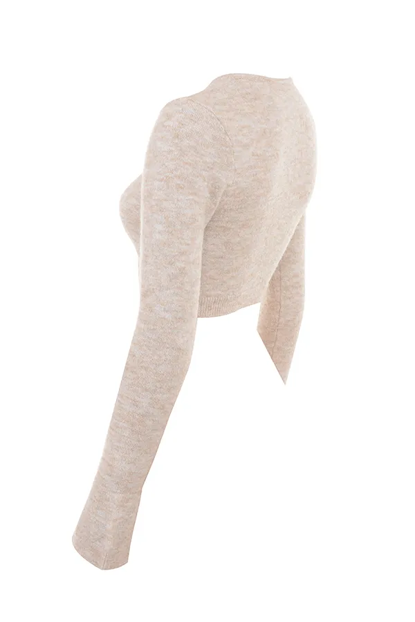 House Of CB LulieOatmeal Fluffy Knit Cropped Cardigan 8211 SALE Oatmeal Women Tops