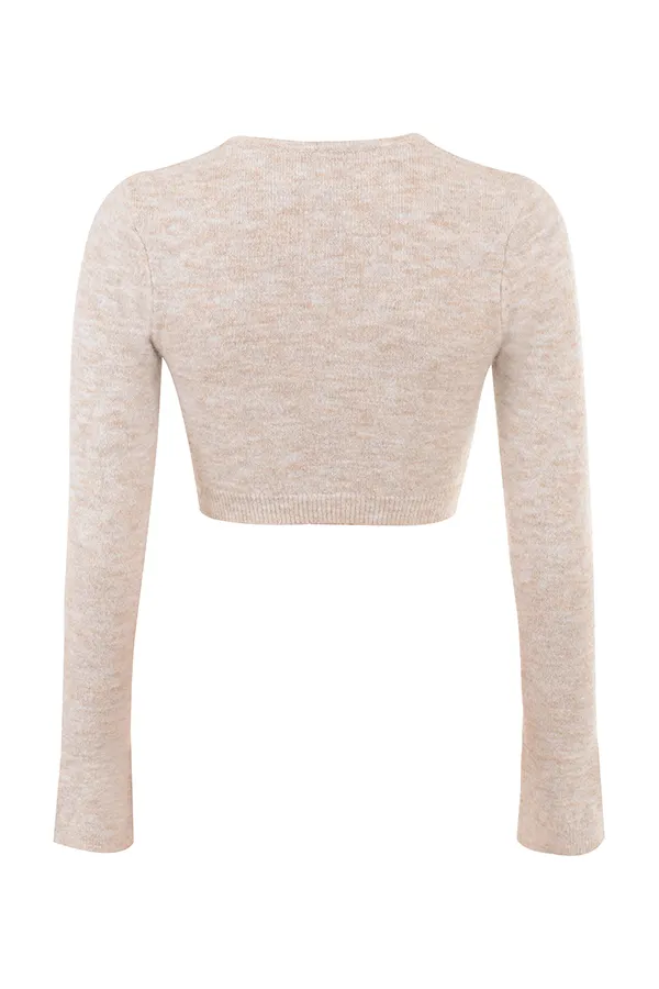 House Of CB LulieOatmeal Fluffy Knit Cropped Cardigan 8211 SALE Oatmeal Women Tops