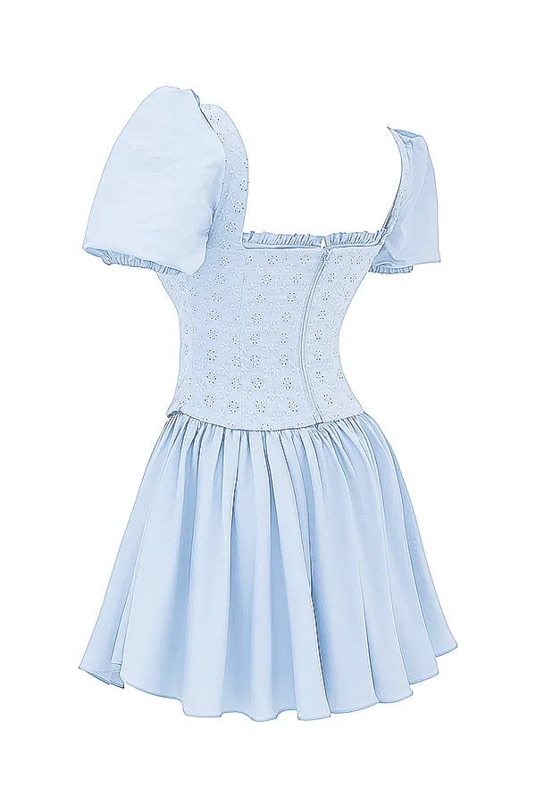 House Of CB MaribelSoft Blue Broderie Corset Mini Dress Soft Women Corset Dresses