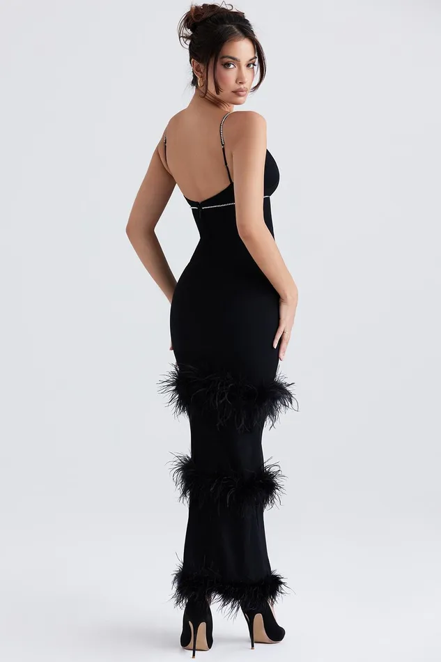House Of CB MaricelBlack Crystallised Maxi Dress Black Women Maxi Dresses