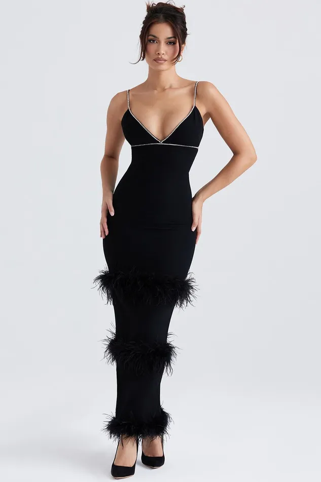House Of CB MaricelBlack Crystallised Maxi Dress Black Women Maxi Dresses