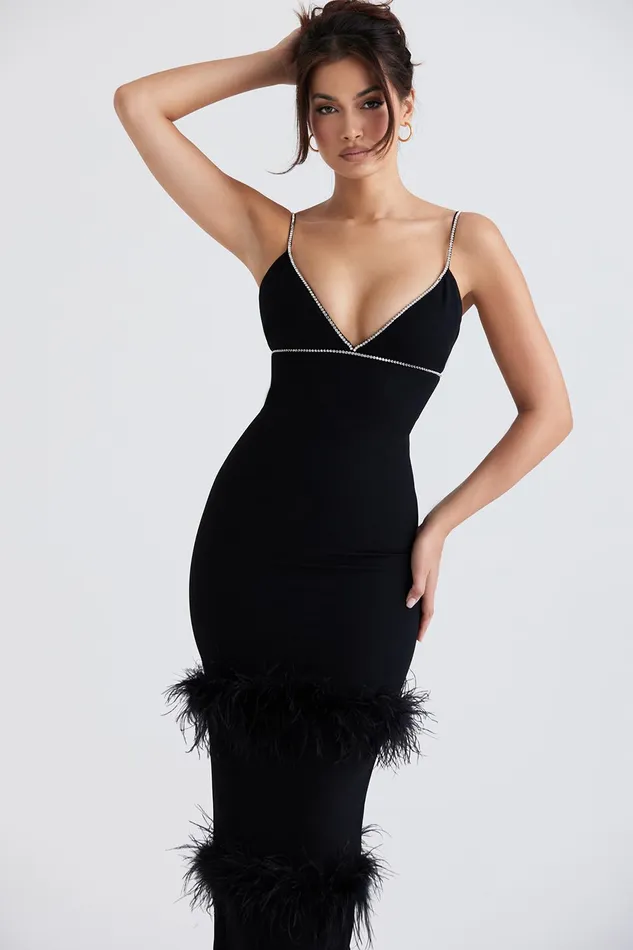House Of CB MaricelBlack Crystallised Maxi Dress Black Women Maxi Dresses