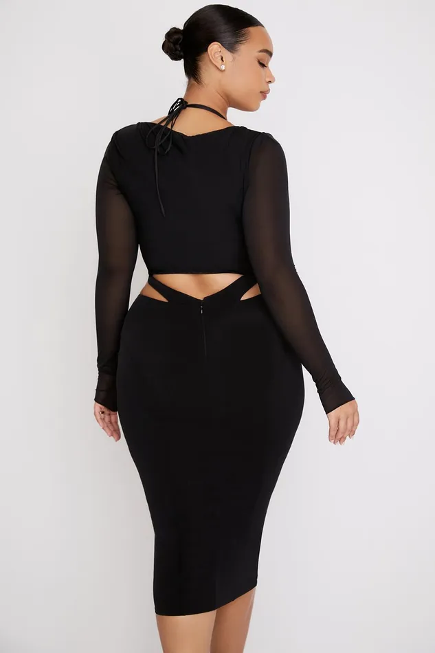 House Of CB MarinaBlack Cutout Midi Dress 8211 SALE Black Women Bodycon Dresses