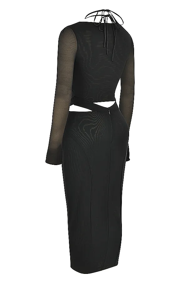 House Of CB MarinaBlack Cutout Midi Dress 8211 SALE Black Women Bodycon Dresses