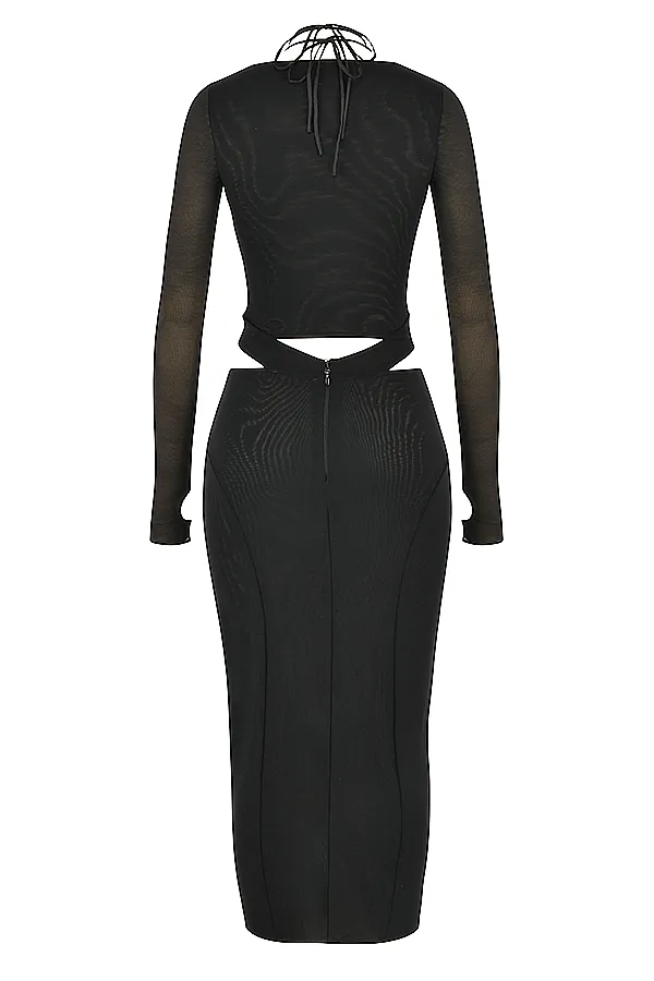 House Of CB MarinaBlack Cutout Midi Dress 8211 SALE Black Women Bodycon Dresses