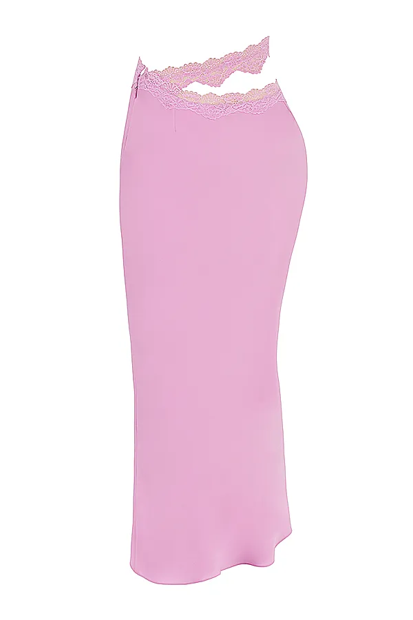 House Of CB MathildaPink Lace Trim Maxi Skirt 8211 SALE Pink Women Skirts