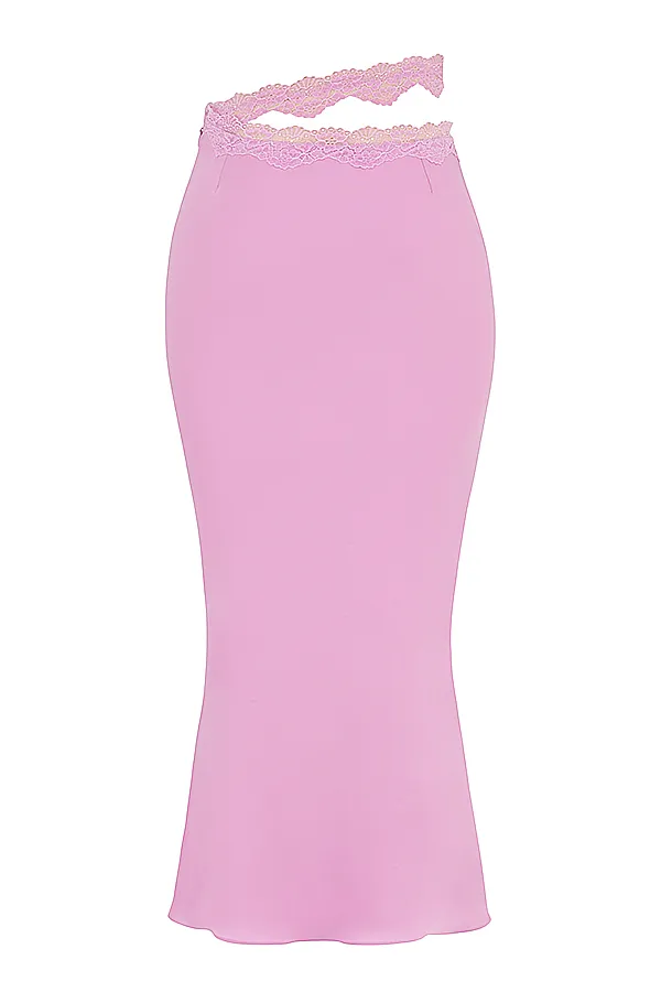 House Of CB MathildaPink Lace Trim Maxi Skirt 8211 SALE Pink Women Skirts