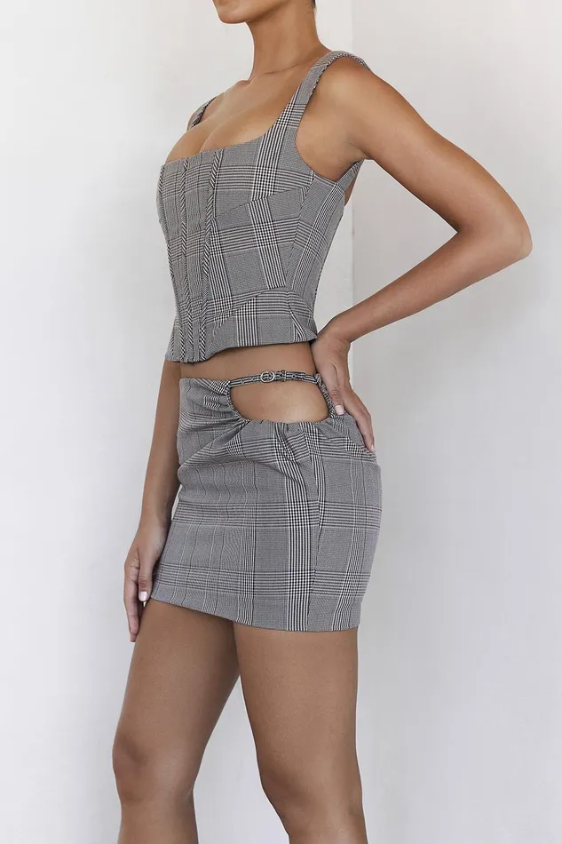 House Of CB Mistress Rocks Monochrome Square Neck Chequered Corset 8211 SALE Women Corsets