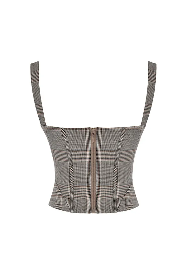 House Of CB Mistress Rocks Monochrome Square Neck Chequered Corset 8211 SALE Women Corsets