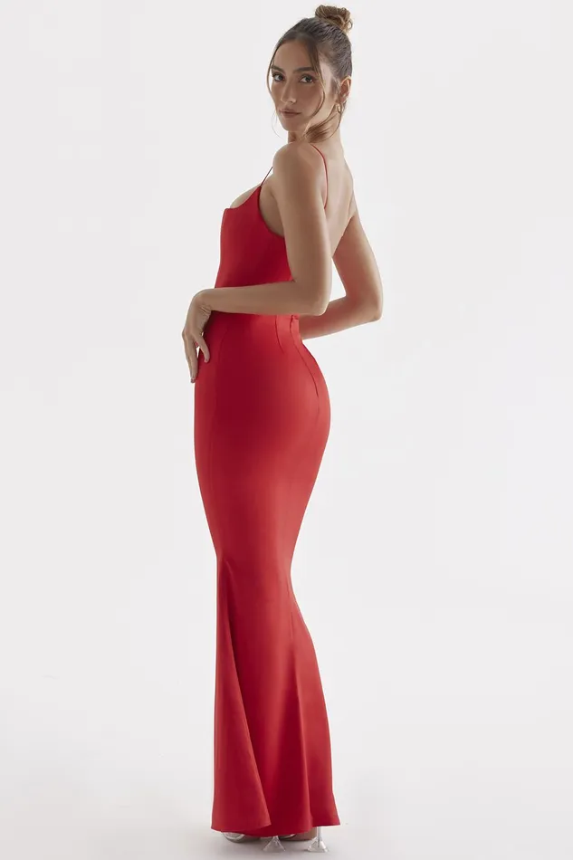 House Of CB OlivetteRed Rose Satin Corset Maxi Dress Red Women Bodycon Dresses
