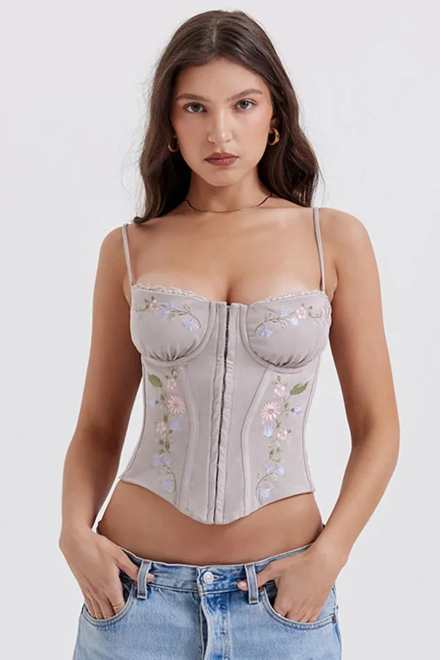 House Of CB PetuniaLight Lavender Embroidered Corset 8211 SALE Light Women Corsets