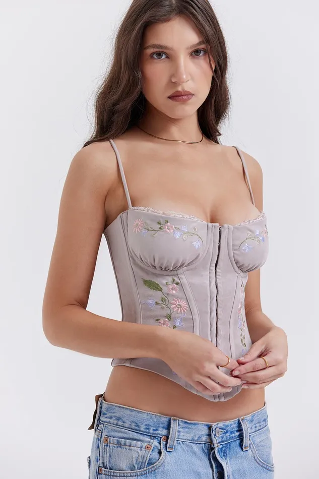 House Of CB PetuniaLight Lavender Embroidered Corset 8211 SALE Light Women Corsets