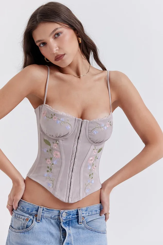 House Of CB PetuniaLight Lavender Embroidered Corset 8211 SALE Light Women Corsets