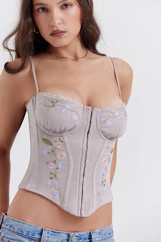 House Of CB PetuniaLight Lavender Embroidered Corset 8211 SALE Light Women Corsets