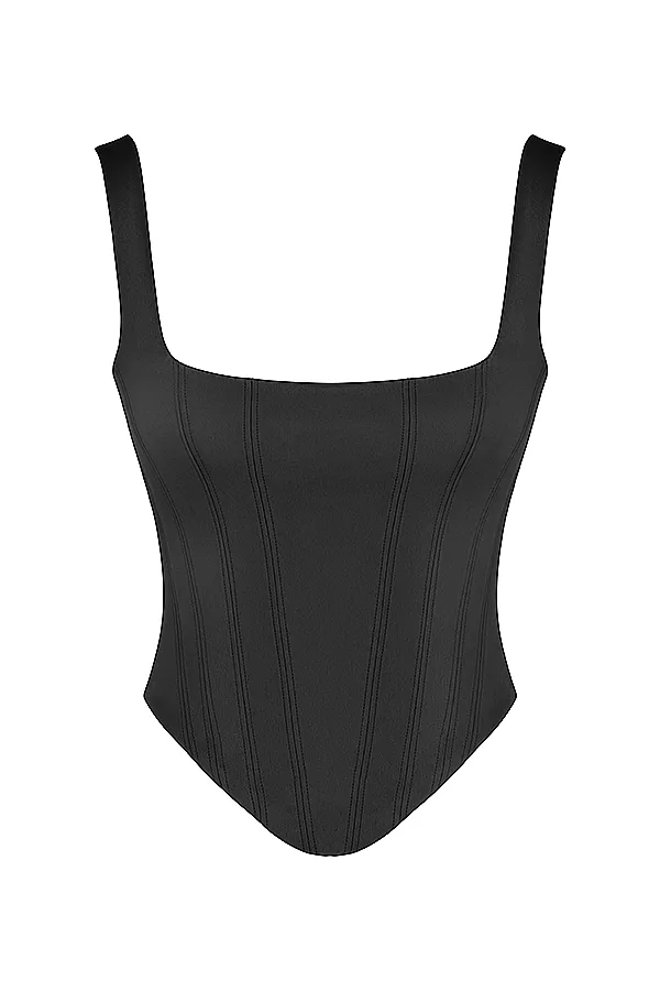 House Of CB RafaBlack Satin Longline Corset Black Women Corsets