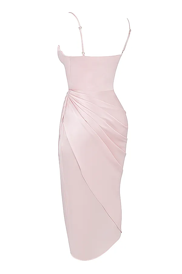 House Of CB RevaBlush Satin Balcony Corset Dress Blush Women Midi Dresses