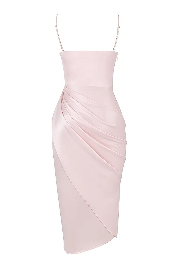 House Of CB RevaBlush Satin Balcony Corset Dress Blush Women Midi Dresses