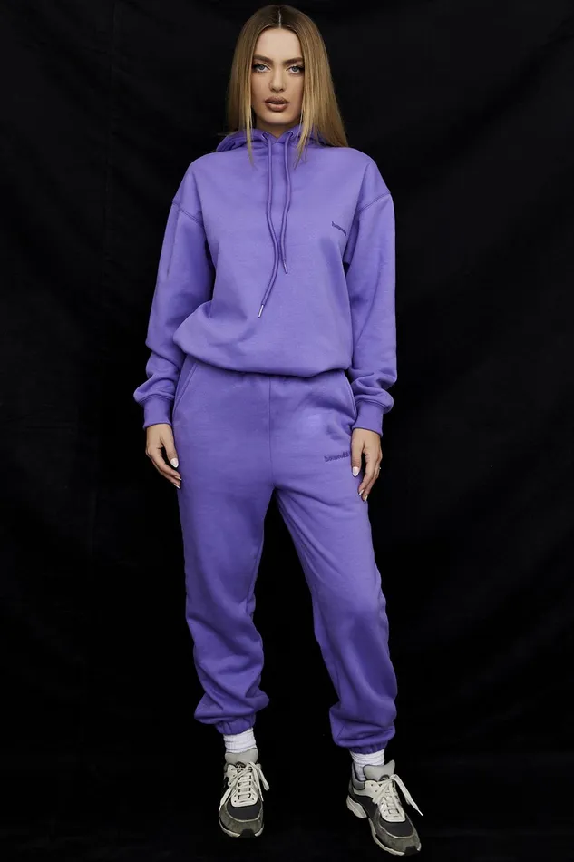 House Of CB SkyPurple Fleece Back Jogging Trousers Purple Women Sweats