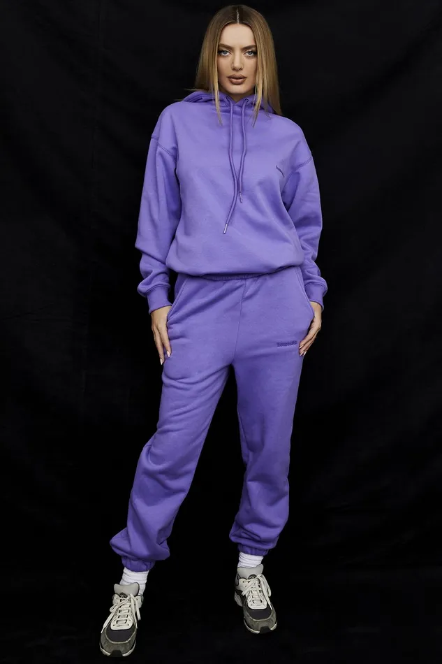 House Of CB SkyPurple Fleece Back Jogging Trousers Purple Women Sweats
