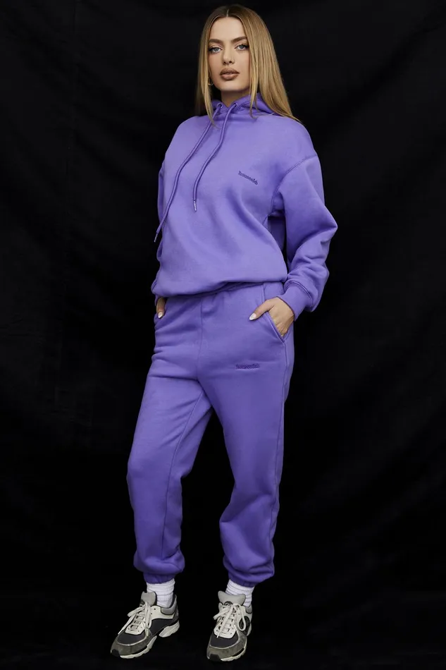 House Of CB SkyPurple Fleece Back Jogging Trousers Purple Women Sweats