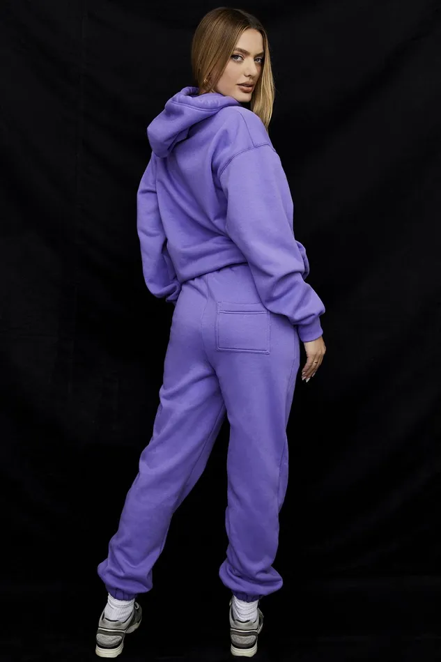 House Of CB SkyPurple Fleece Back Jogging Trousers Purple Women Sweats