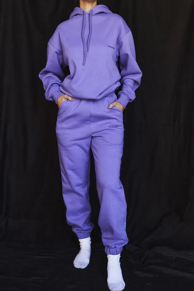 House Of CB SkyPurple Fleece Back Jogging Trousers Purple Women Sweats