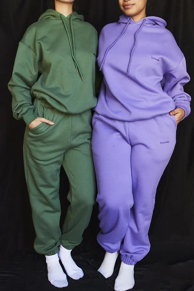 House Of CB SkyPurple Fleece Back Jogging Trousers Purple Women Sweats