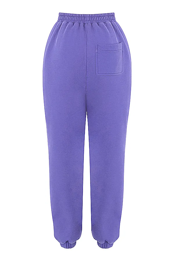 House Of CB SkyPurple Fleece Back Jogging Trousers Purple Women Sweats