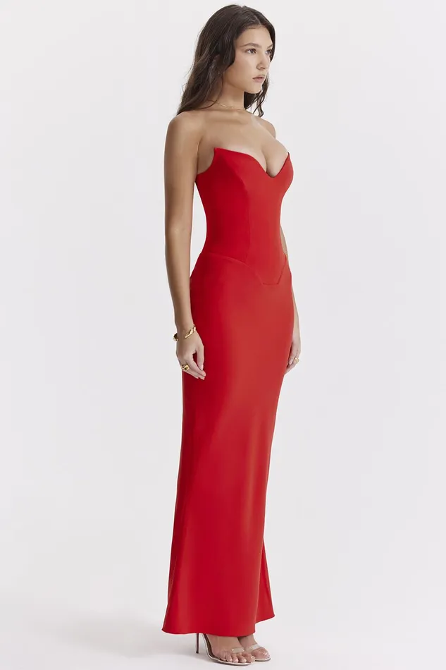 House Of CB TamaraCherry Strapless Corset Dress Cherry Women Bodycon Dresses