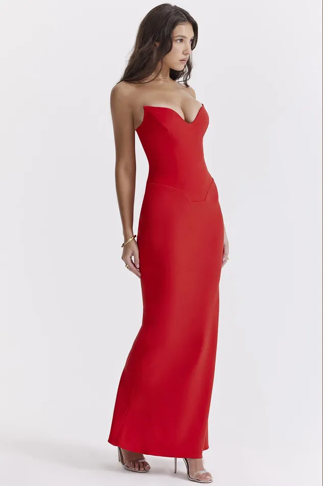 House Of CB TamaraCherry Strapless Corset Dress Cherry Women Bodycon Dresses