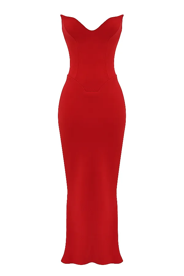 House Of CB TamaraCherry Strapless Corset Dress Cherry Women Bodycon Dresses