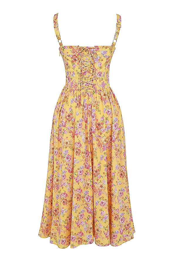 House Of CB TatianaButter Print Midi Sundress Butter Women Corset Dresses