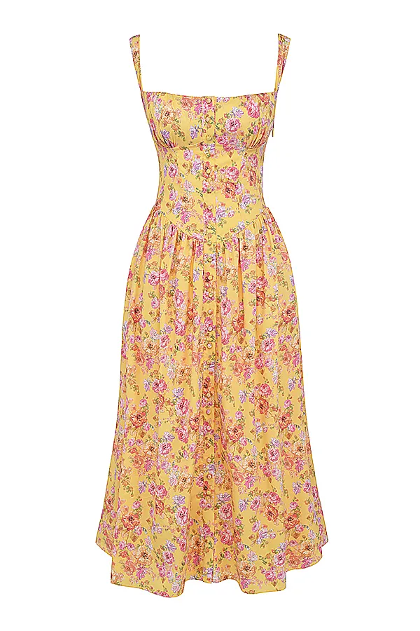 House Of CB TatianaButter Print Midi Sundress Butter Women Corset Dresses