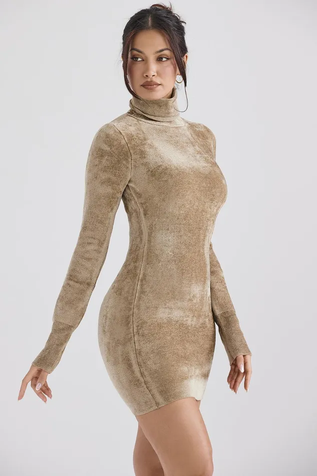 House Of CB TayaFawn Chenille Mini Dress 8211 SALE Fawn Women Bodycon Dresses