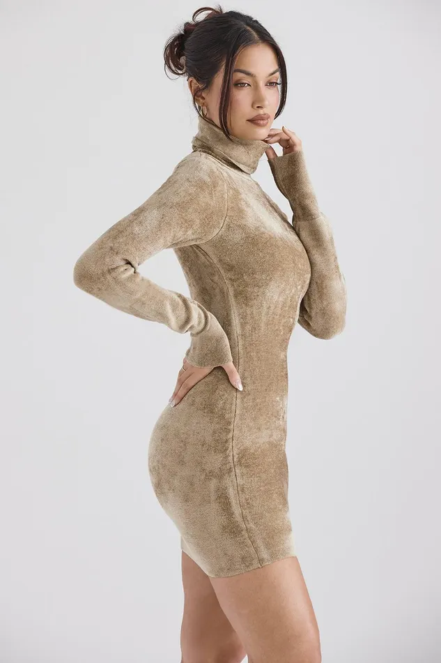 House Of CB TayaFawn Chenille Mini Dress 8211 SALE Fawn Women Bodycon Dresses
