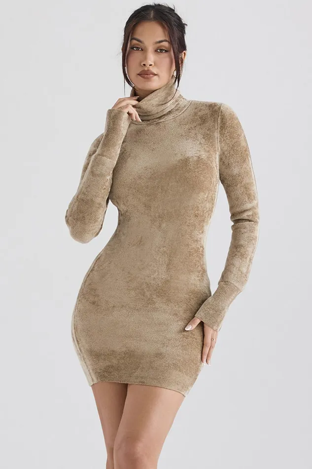 House Of CB TayaFawn Chenille Mini Dress 8211 SALE Fawn Women Bodycon Dresses