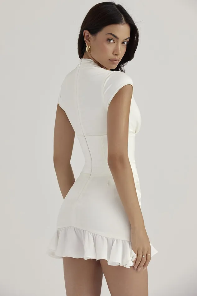 House Of CB TiannaIvory Ruffle Corset Dress 8211 SALE Ivory Women Bodycon Dresses
