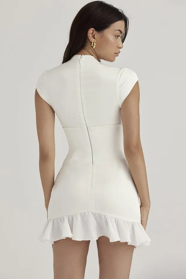 House Of CB TiannaIvory Ruffle Corset Dress 8211 SALE Ivory Women Bodycon Dresses