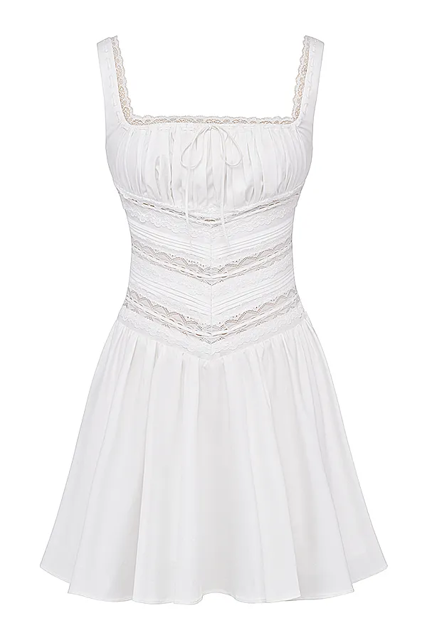 House Of CB TiffaniWhite Lace Trim Mini Dress White Women Mini Dresses