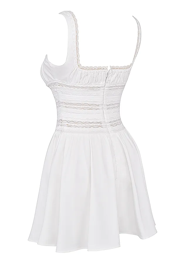 House Of CB TiffaniWhite Lace Trim Mini Dress White Women Mini Dresses