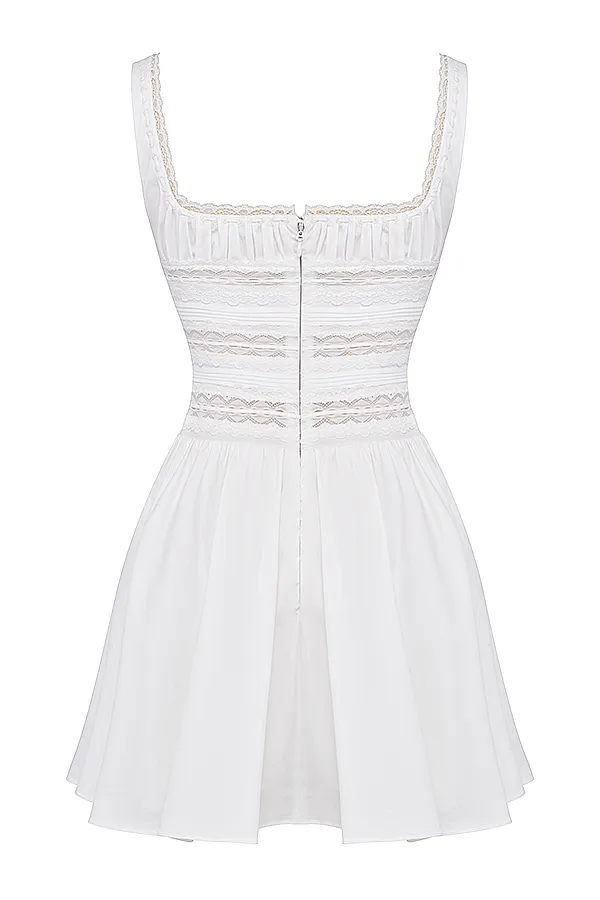 House Of CB TiffaniWhite Lace Trim Mini Dress White Women Mini Dresses