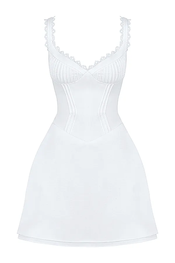 House Of CB TillyWhite Pin Tuck Mini Dress White Women Corset Dresses