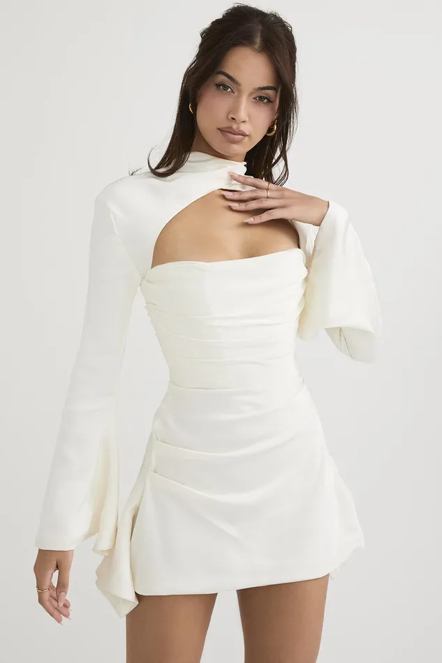 House Of CB ToiraIvory Draped Corset Dress Ivory Women Corset Dresses