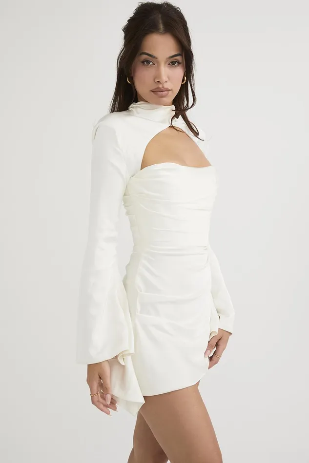 House Of CB ToiraIvory Draped Corset Dress Ivory Women Corset Dresses