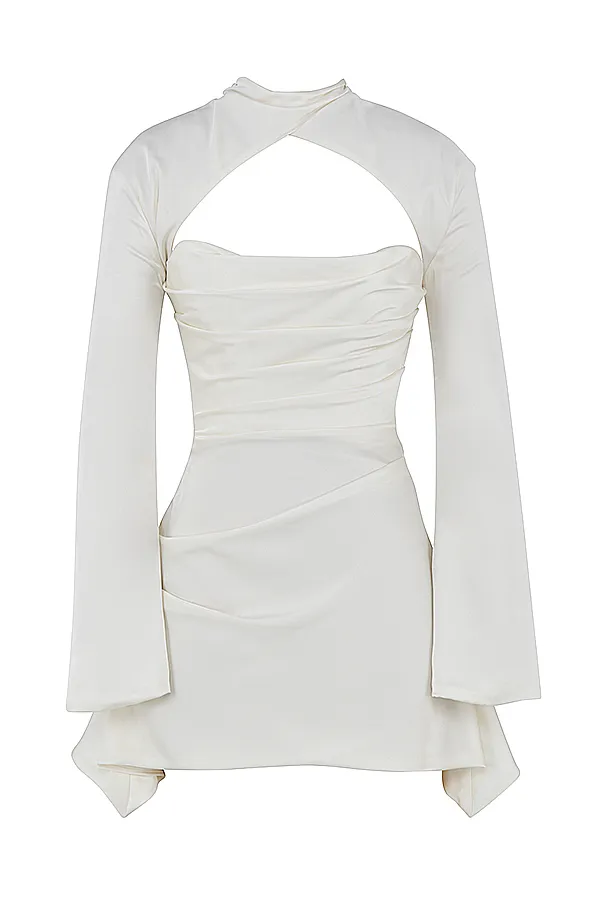 House Of CB ToiraIvory Draped Corset Dress Ivory Women Corset Dresses