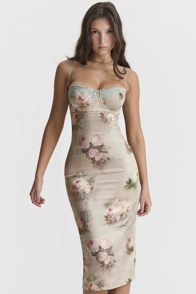 House Of CB VenusVintage Floral Midi Dress Vintage Women Bodycon Dresses